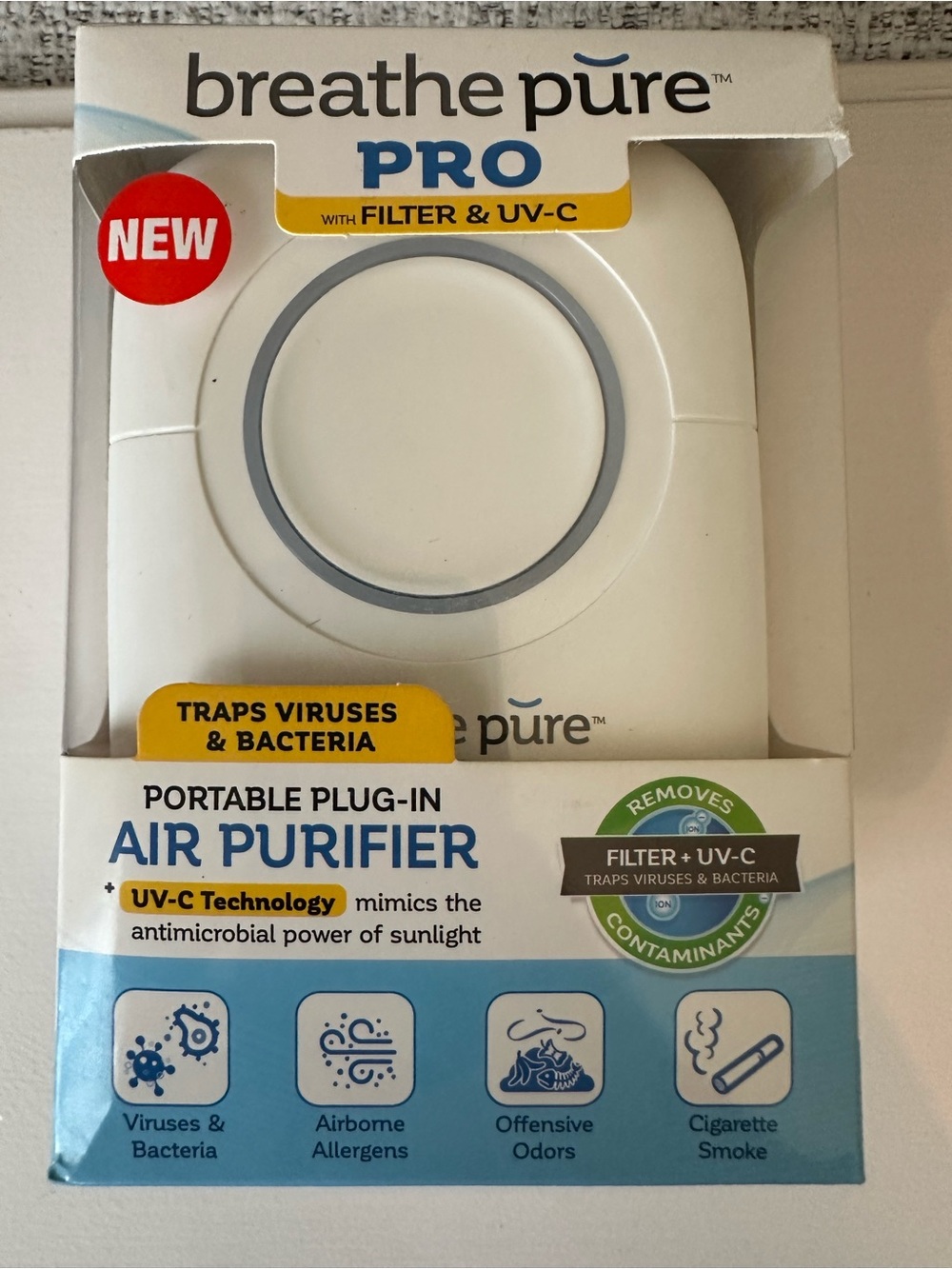 breathe pure PRO Portable Plug-In Air Purifier - White